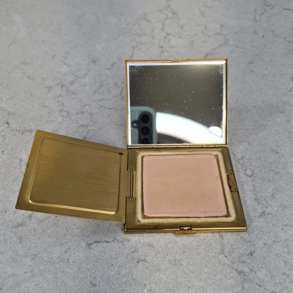 Vintage Trickettes by Weisner Of Miami‎ Brass Aventurine Compact Case Mirror